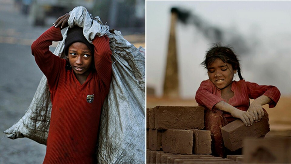 Barn som arbetar har ofta långa arbetsdagar och hamnar i de sämsta arbetsförhållandena, enligt FN-rapporten. Foto: AP Photo/Channi Anand och AP Photo/Muhammed Muheisen