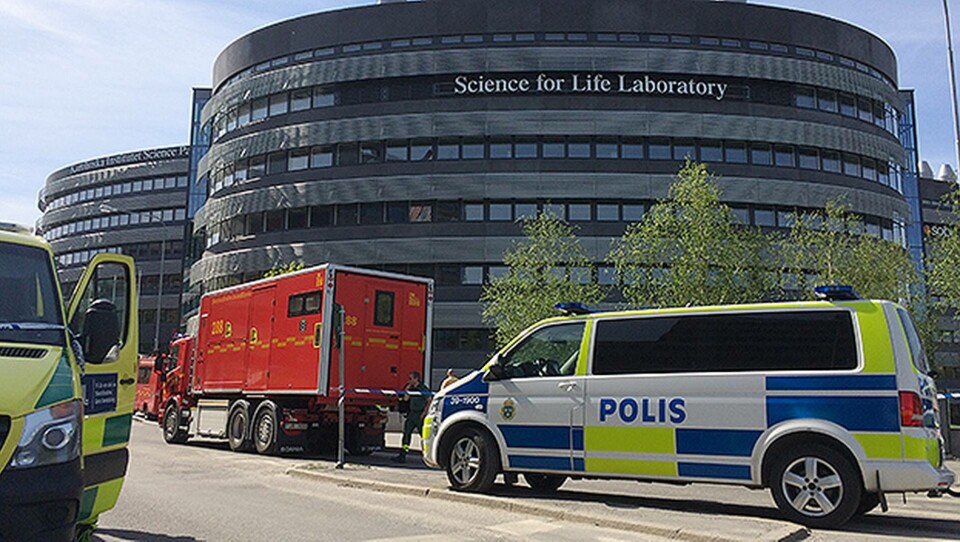 Gasutsläppet drabbade forskningscentret SciLifeLab, vid Karolinska Institutet i Solna, vid lunchtid på torsdagen. Foto: Jörgen Appelgren