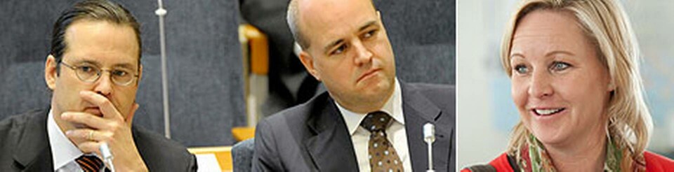 Statsminister Fredrik Reinfeldt, finansminister Anders Borg och arbetsmarknadsminister Hillevi Engström är ansvariga för arbetsmiljöfrågor i regeringen. Foto: Scanpix
