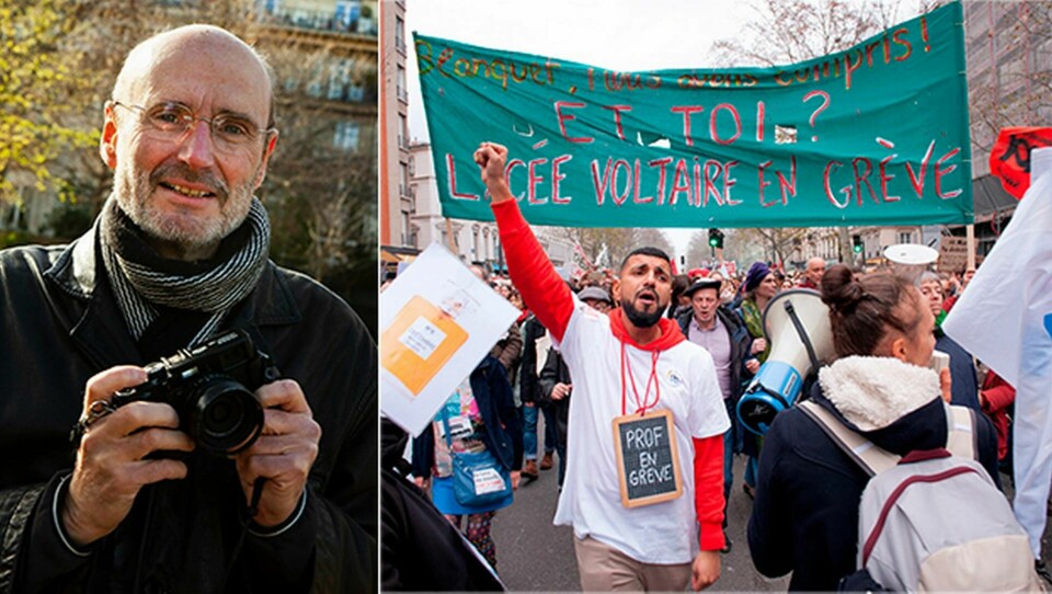 Calle von Scheele är frilansjournalist och fotograf som sedan ett och ett halvt år är verksam i Paris. Han arbetar för svenska tidningar, däribland Arbetarskydd och Lag & Avtal. Foto: Marie Thorslund och TT