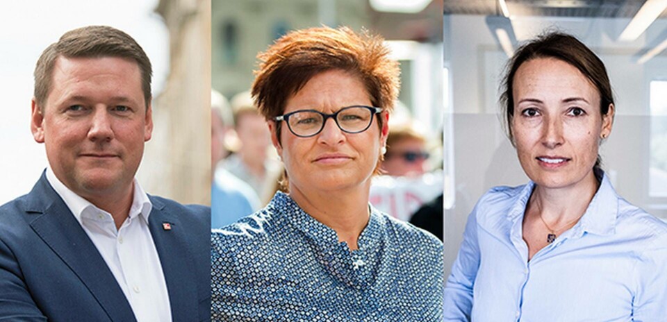 Kommunals förbundsordförande Tobias Baudin, Vårdförbundets ordförande Sineva Ribeiro och Läkarförbundets ordförande Heidi Stensmyren. Bildmontage. Foto: Fredrik Sandberg/TT Thomas Johansson/TT Magnus Hjalmarson Neideman/SvD/TT