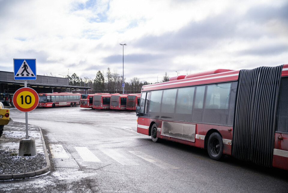 En olycka skedda på Björknäs bussdepå i Nacka.